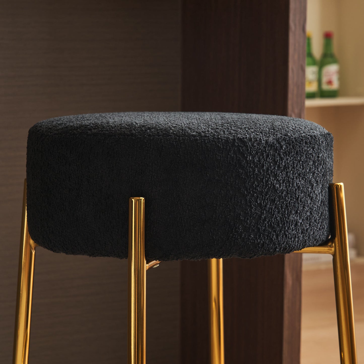 Soraya 24" Modern Counter Height Stool, Black & Gold