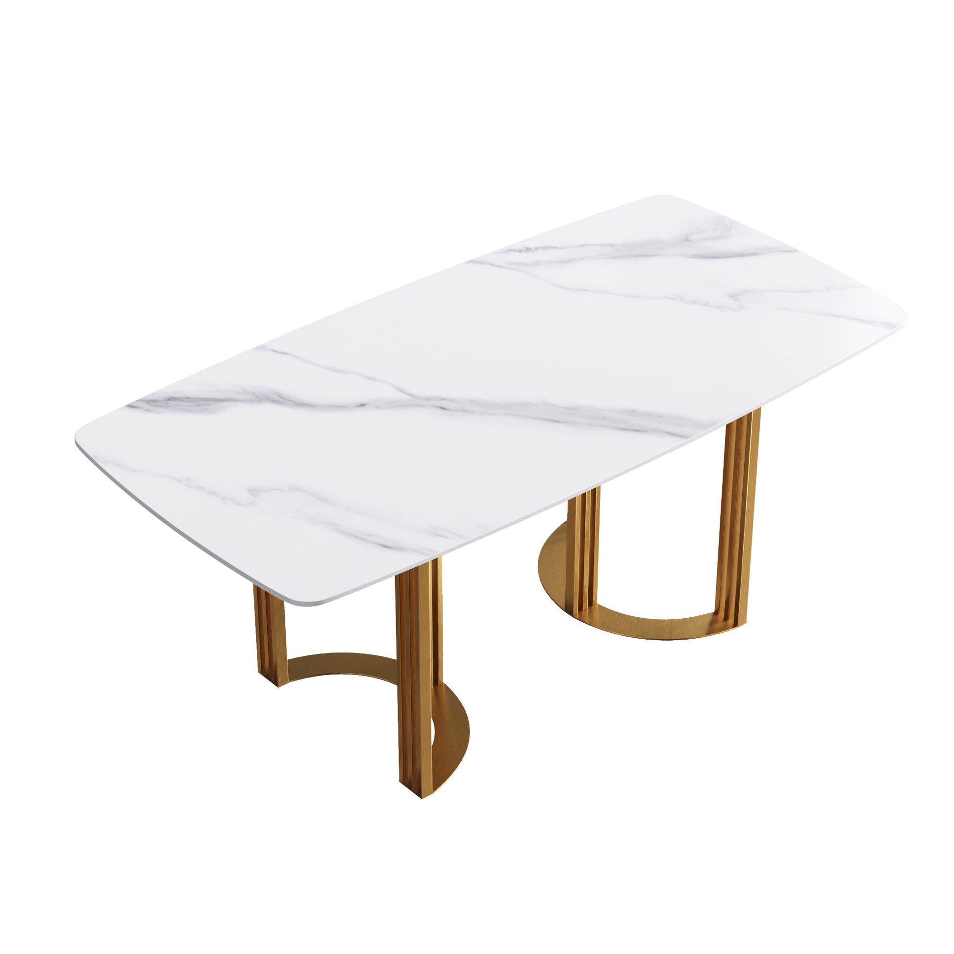 Moto II 70.8" Modern Sintered Stone Dining Table with Gold Base