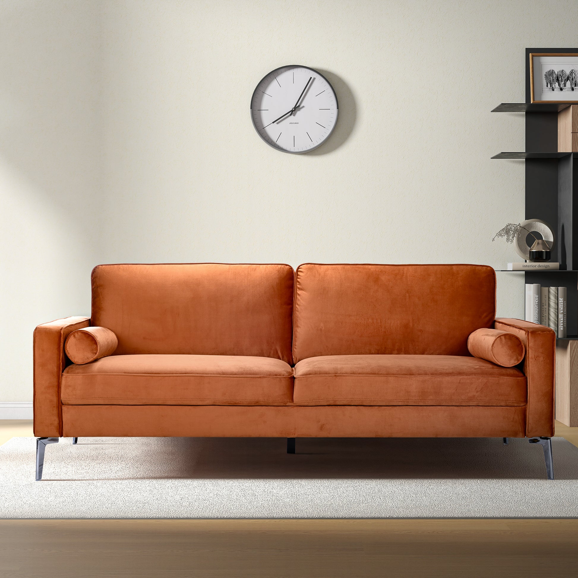 Axten Modern Orange Velvet Sofa