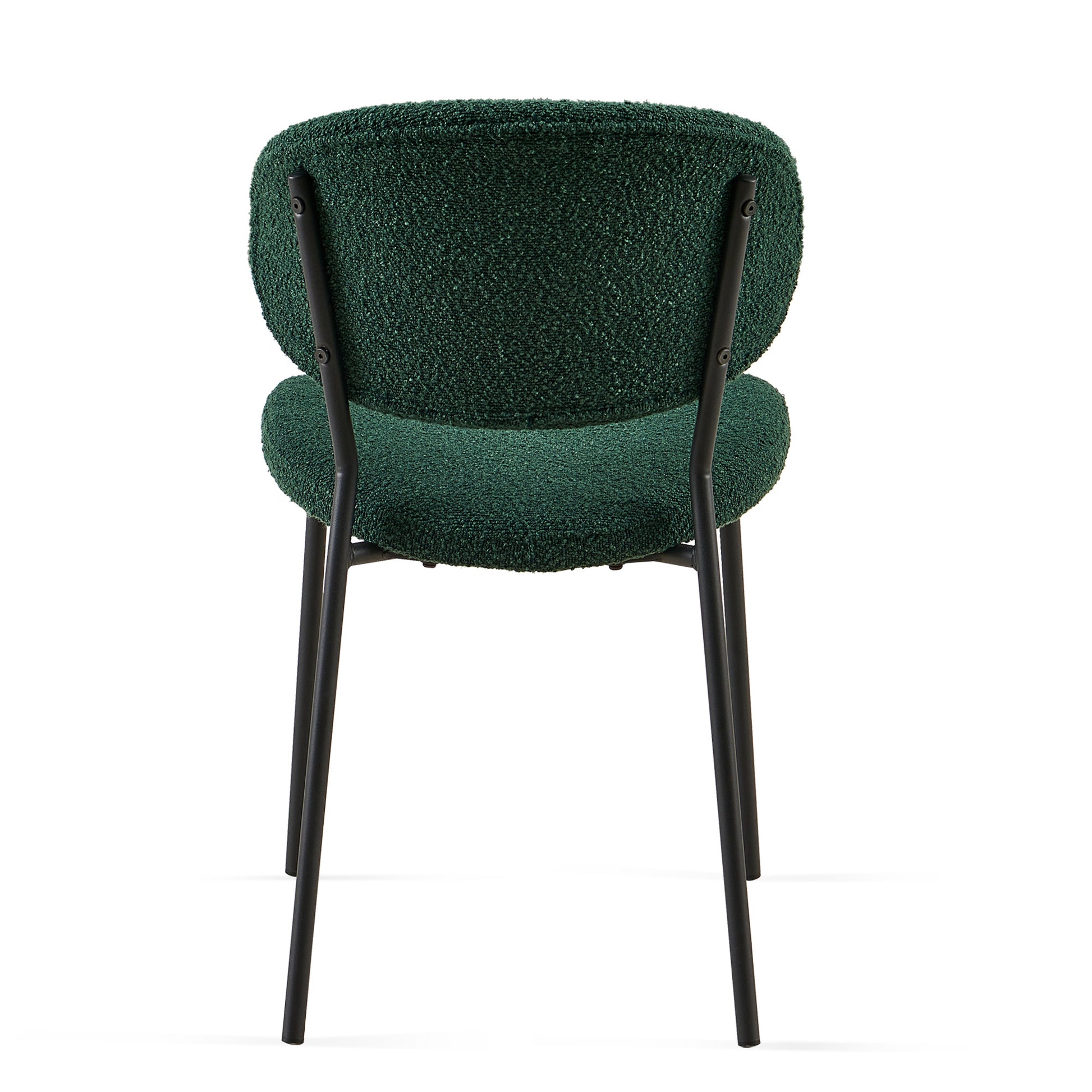 Indra Dark Green Boucle Fabric Dining Chairs Set of 2