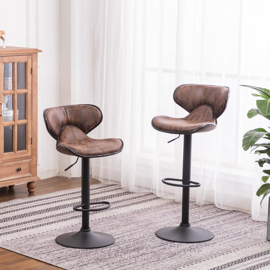 Masaccio Weathered Airlift Adjustable Bar Stools Set of 2 Brown