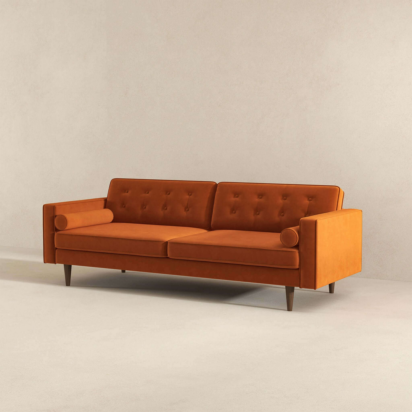 Casey Mid-Century Modern Burnt Orange Velvet Sofa