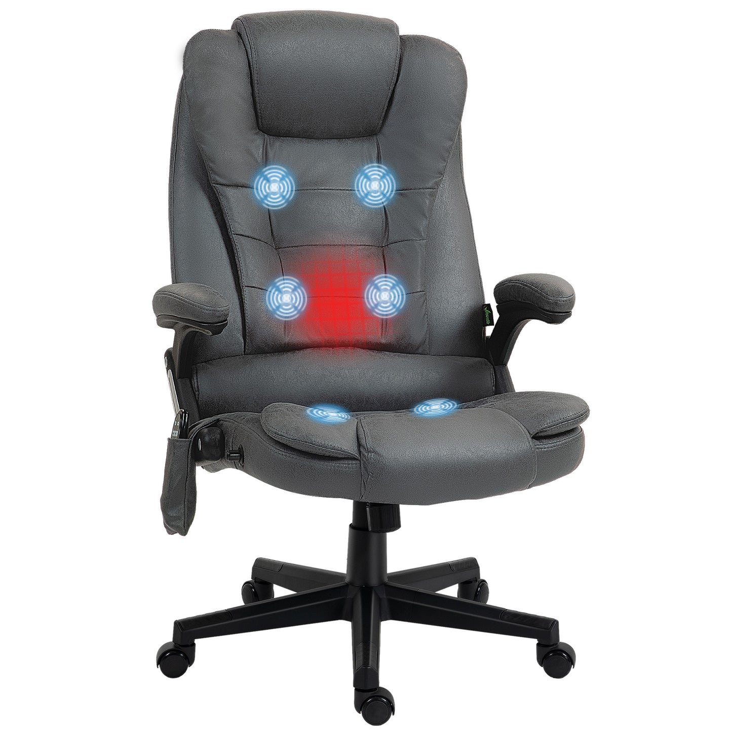 Elvina High Back Executive Office Chair with Massage & Head, Gray