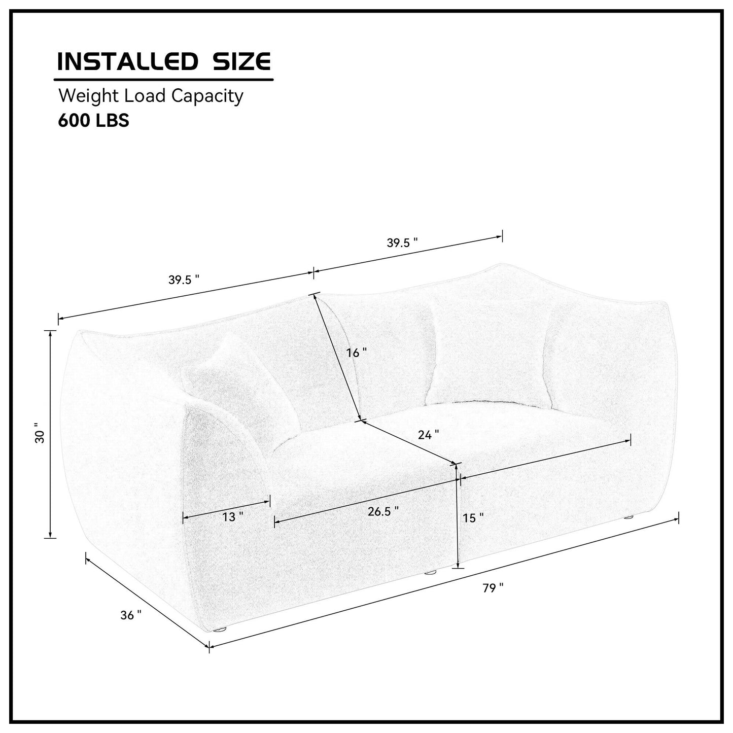 Zulema 79" Modern Deep Seat Upholstered Sofa, Gray