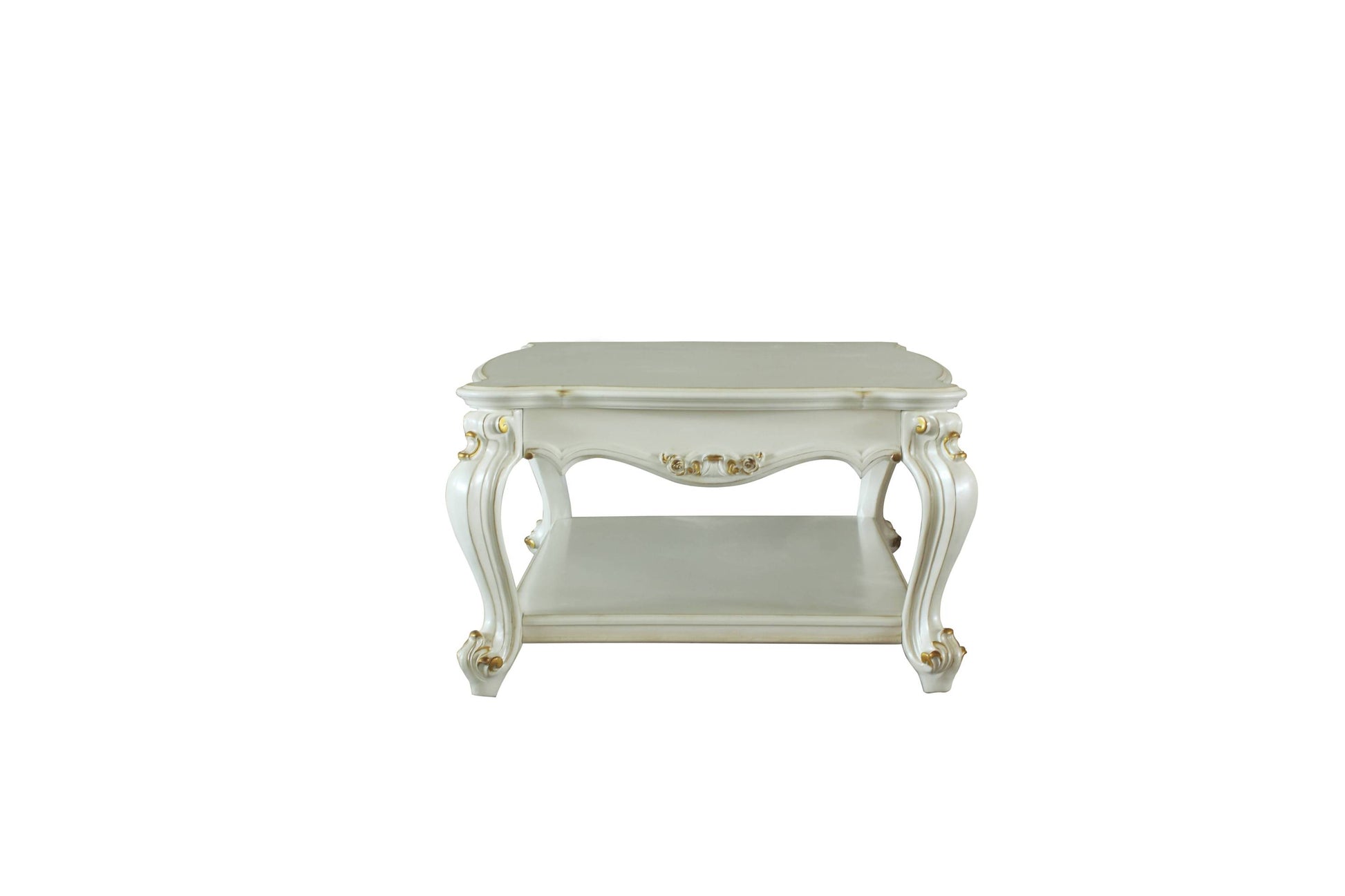 Warren Traditional Antique Pearl Coffee Table with Bottom Shelf