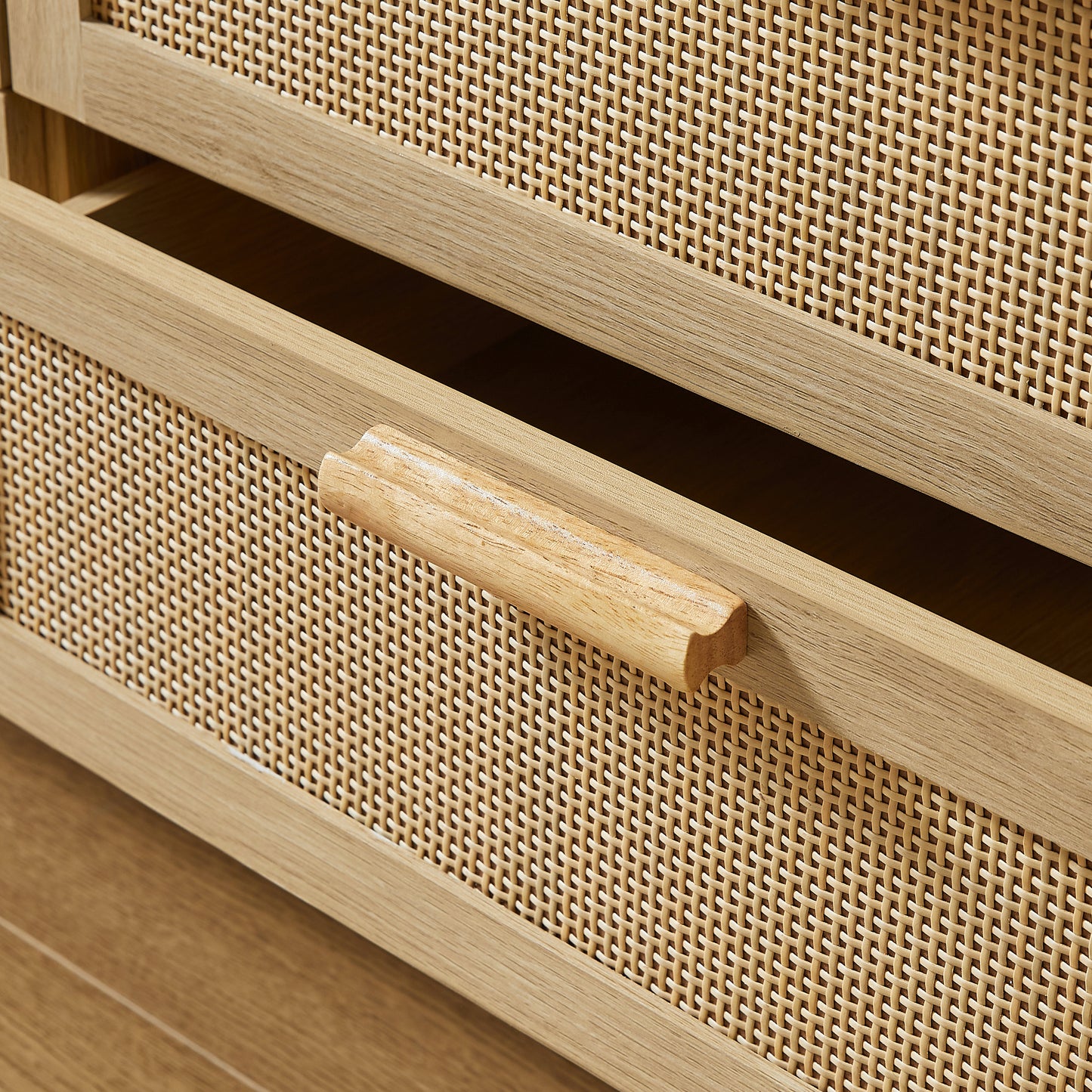 Stevens 8-Drawer Double Dresser in Natural with Rattan Doors