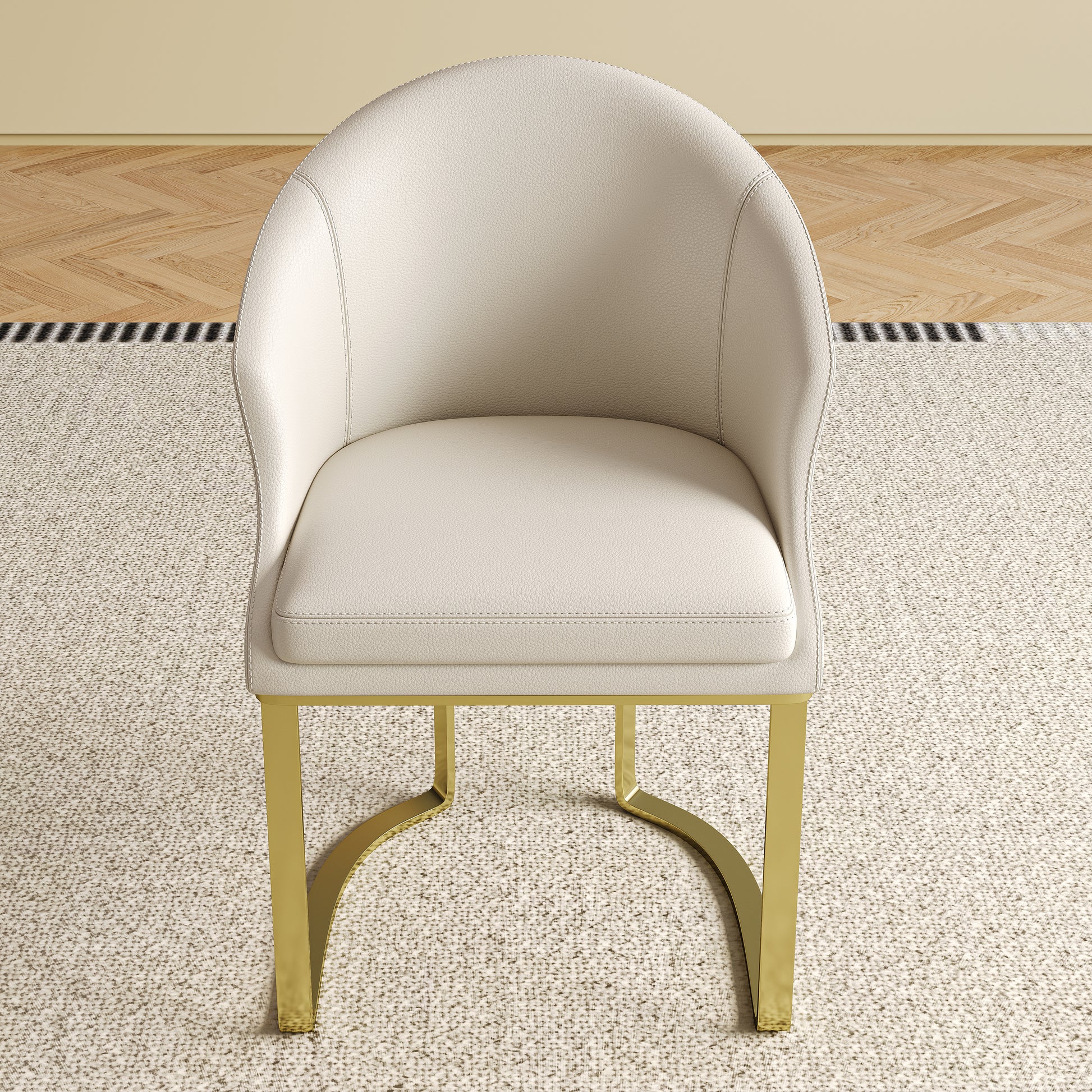 Bodhi Modern White PU-Leather Side Chairs with Gold Legs Set of 2