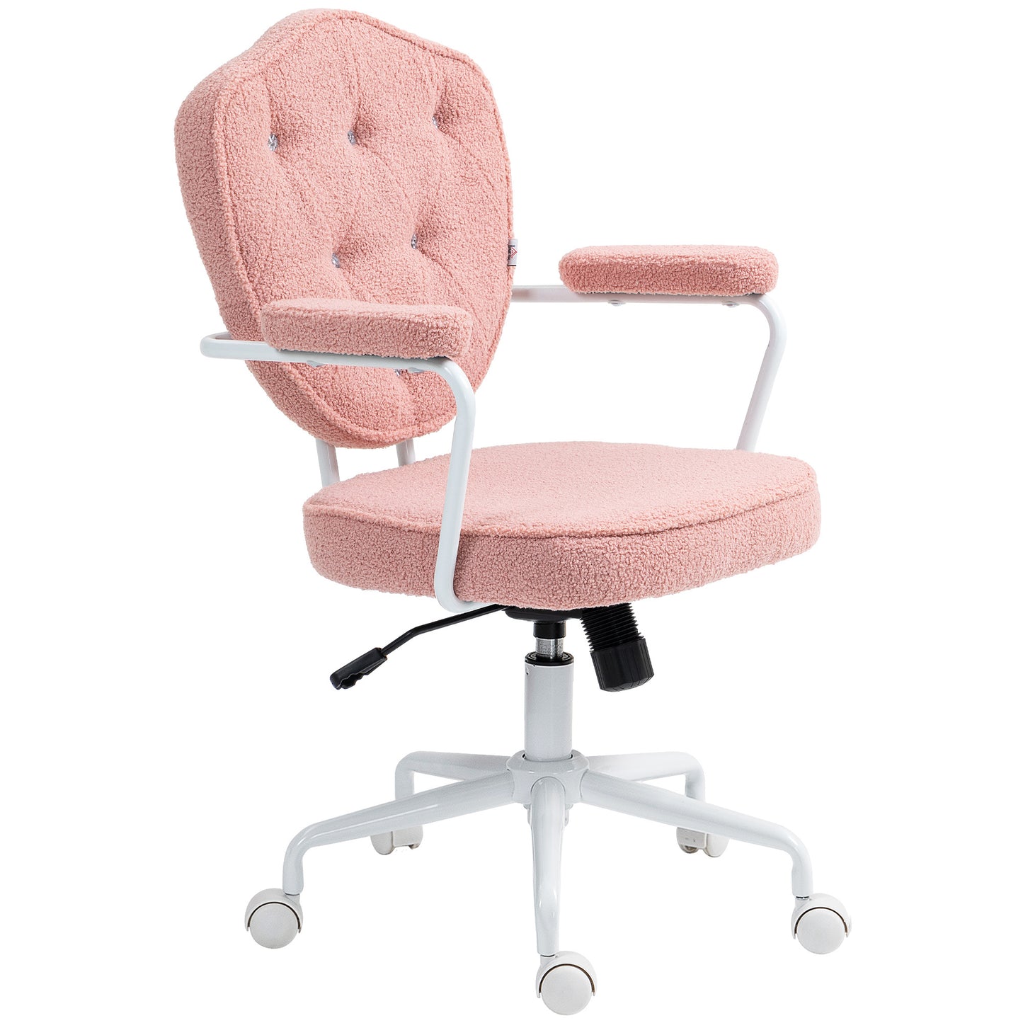 Vale Teddy Fabric Button Tufted Office Chair, Pink