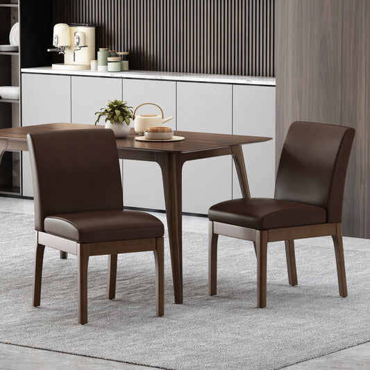 Gloria Dark Brown PU Leather Side Chairs Set of 2