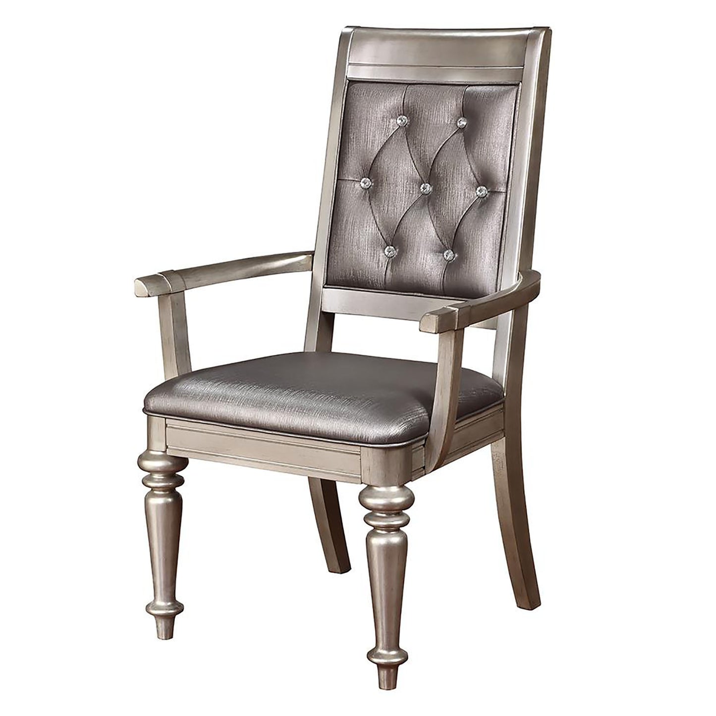 Danette Metallic Platinum and Metallic Open Back Arm Chair Set of 2