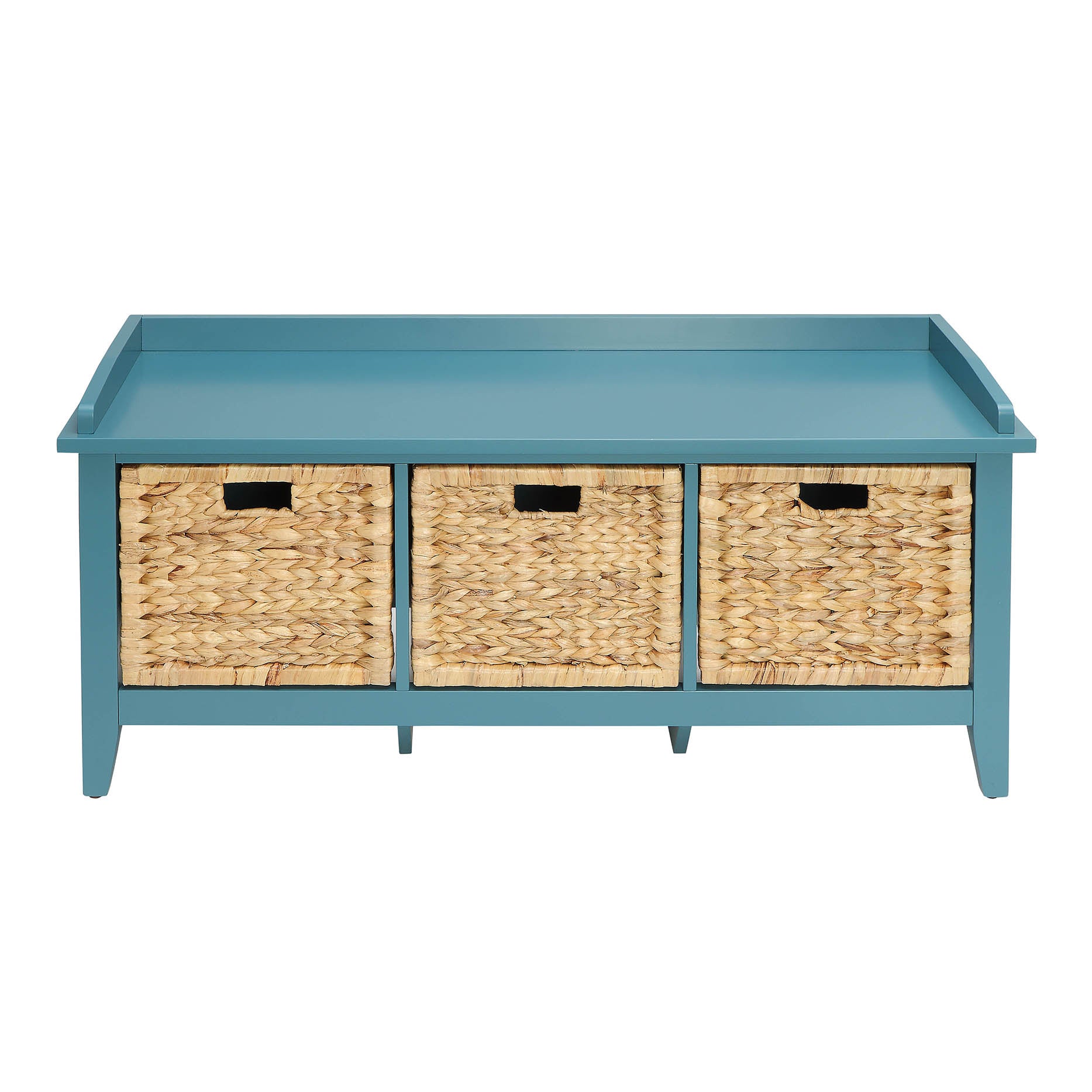 Beige and Teal Bench with 3-Drawer