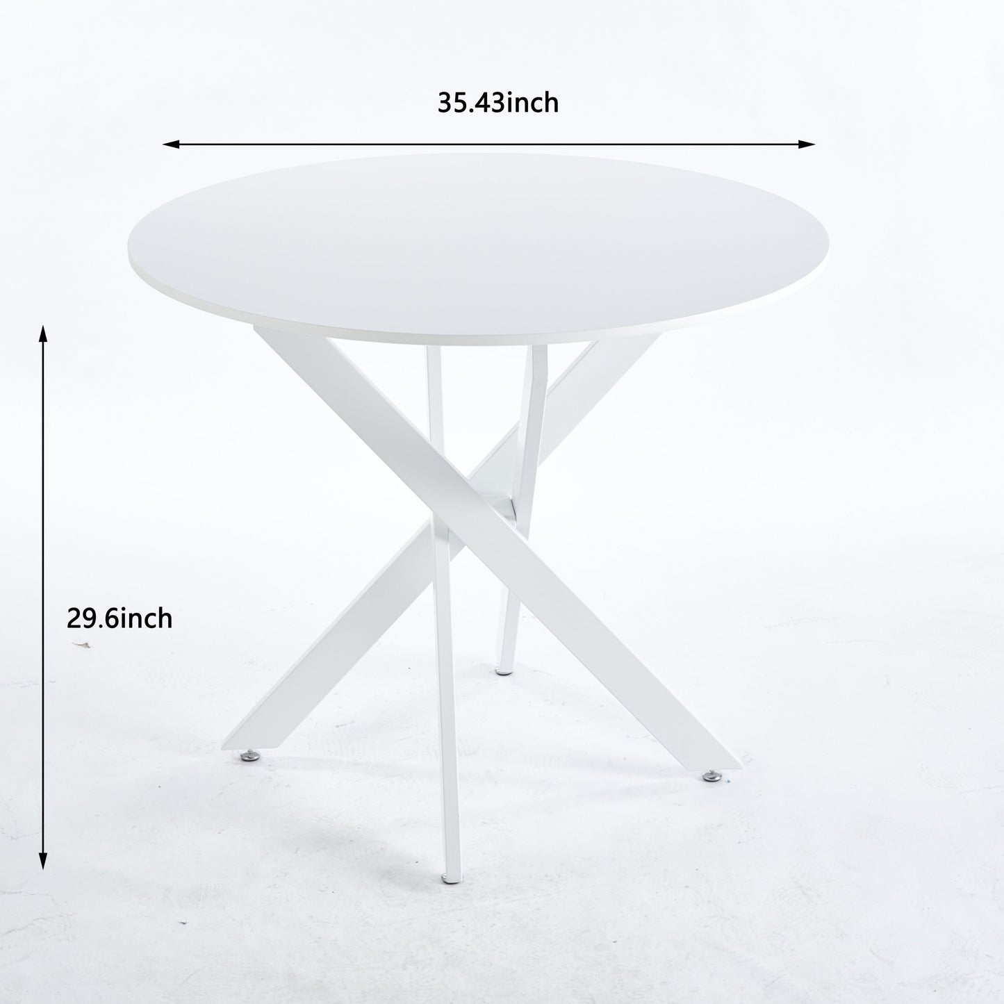 Joliette 35" Round Dining Table with Crossed Legs, White