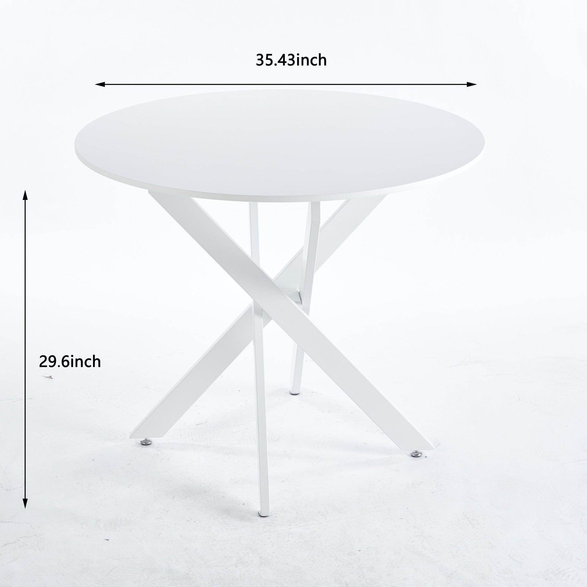 Joliette 35" Round Dining Table with Crossed Legs, White