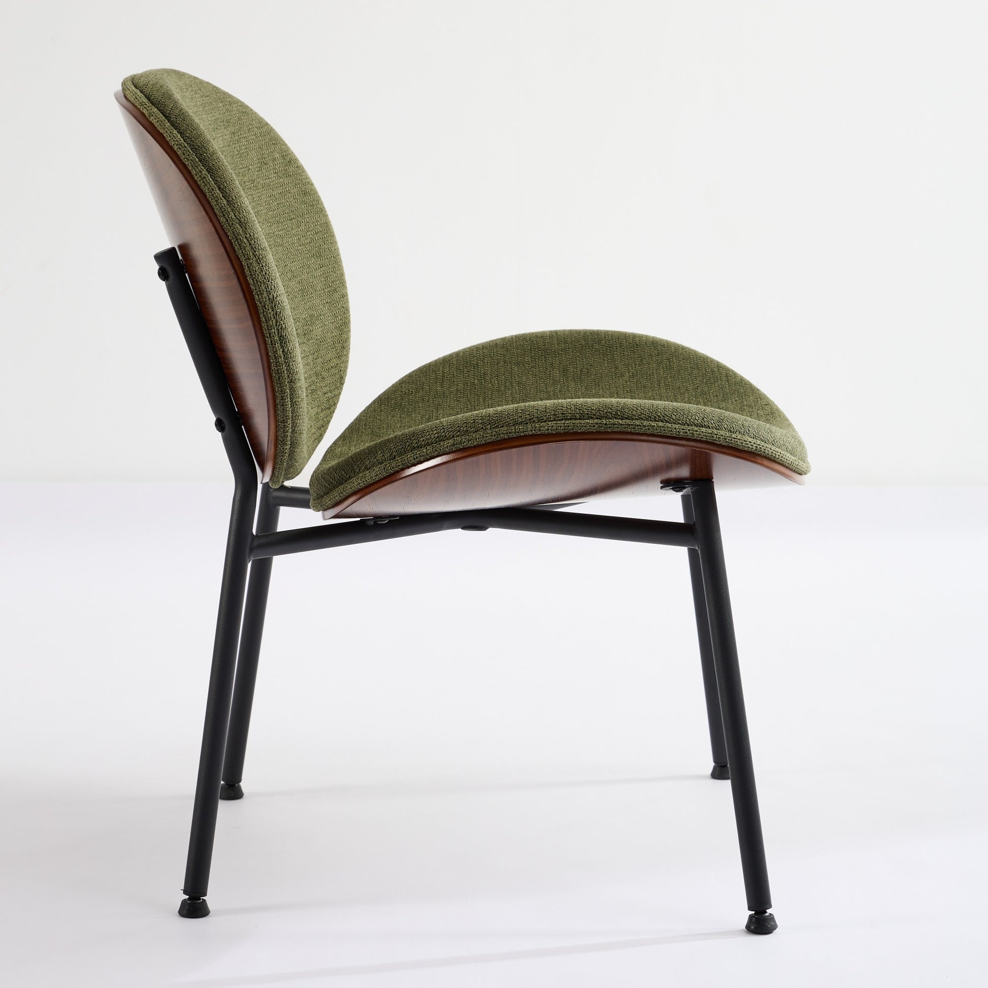 Weston Mid-Century Modern Shell Chair Side Chair, Green & Walnut