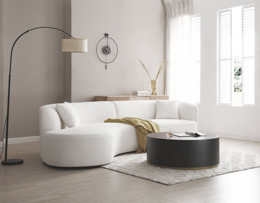 Jove Modern Curved Sectional in White Boucle