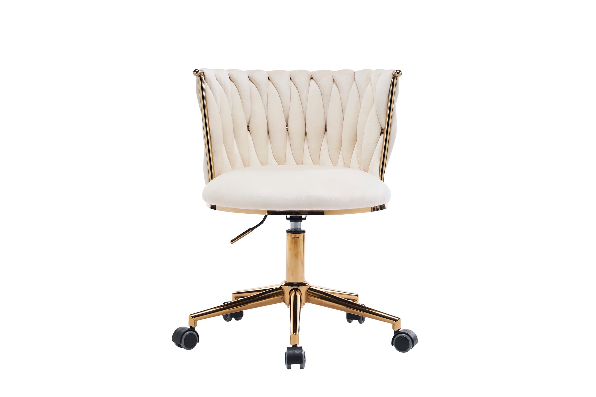 Emme Gold Framed Velvet Office Chair with Gold Base - Beige