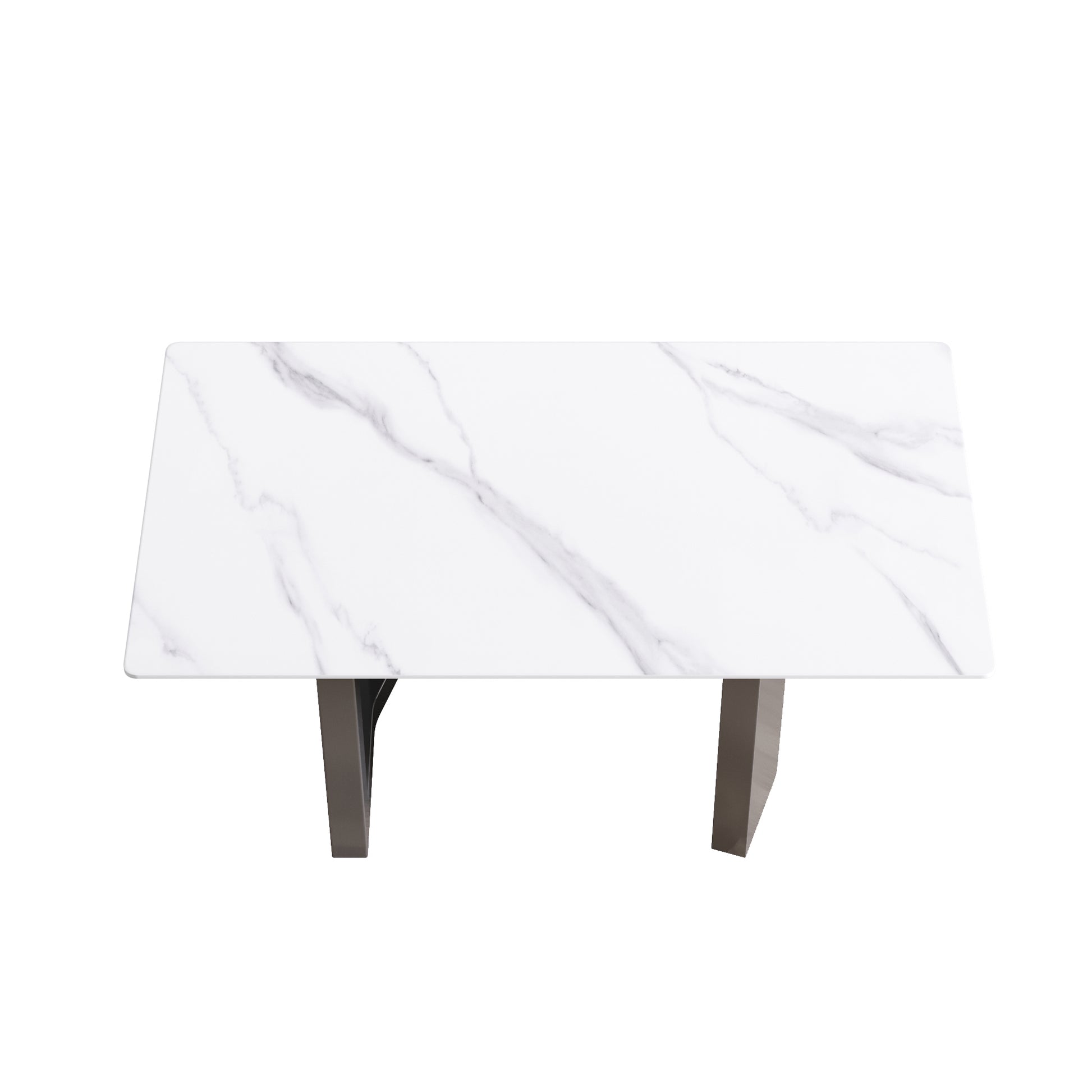 Nyx 63" Modern Sintered Stone Dining Table, White & Black