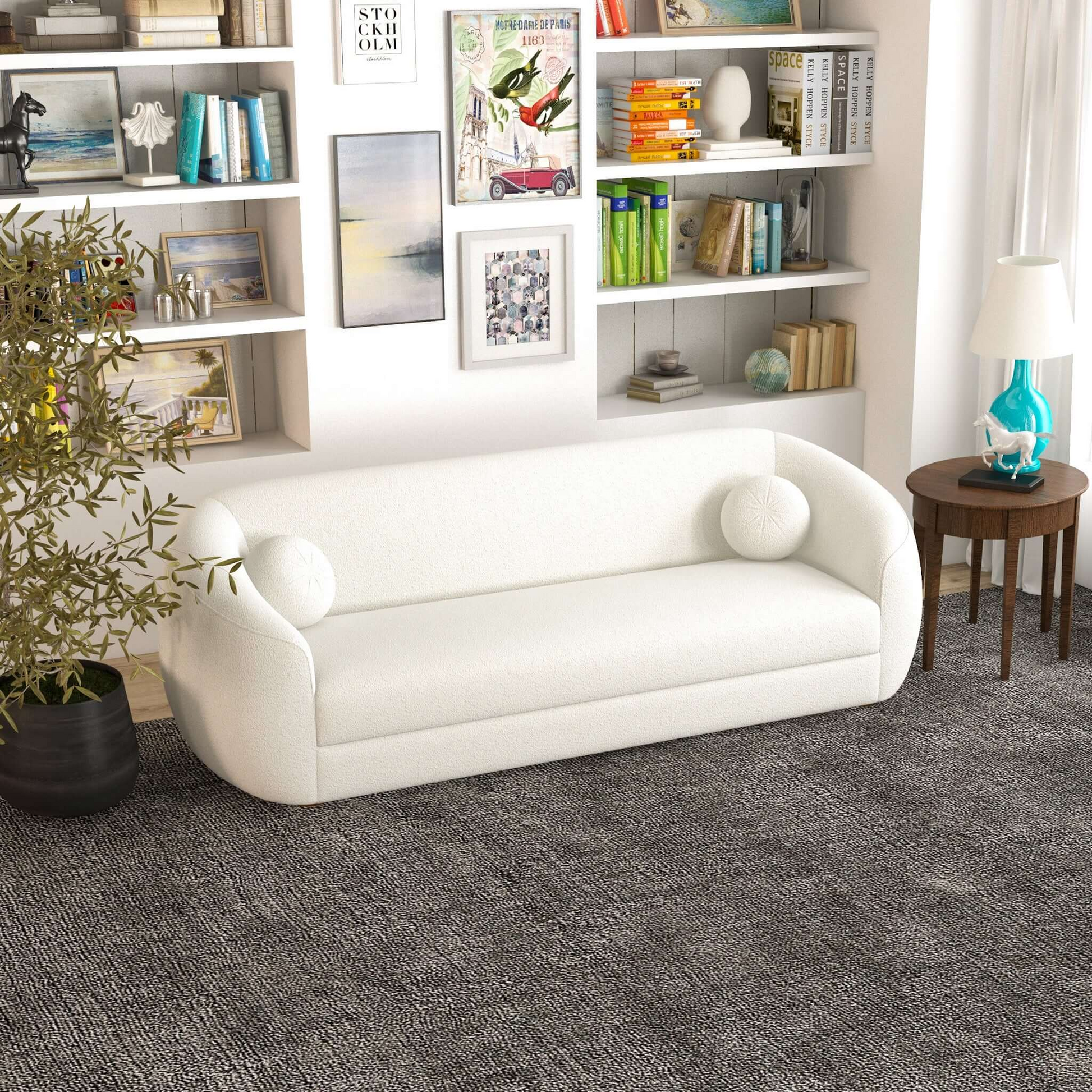 Melinda Modern Ivory Boucle Upholstered Sofa