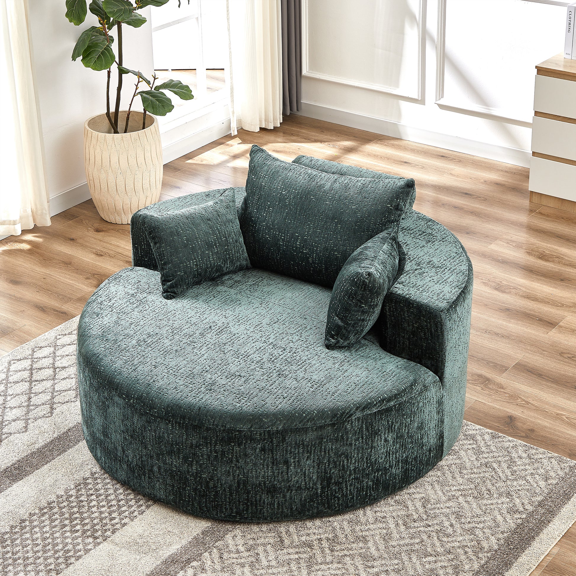 Fluffy Comfort: 55'' Chenille Green Sponge Modern Sleeper Chair for Any Space