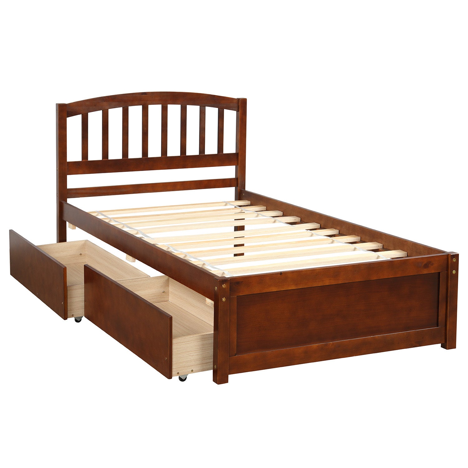 Salem Twin Platform Bed with 2-storage Drawers, Walnut