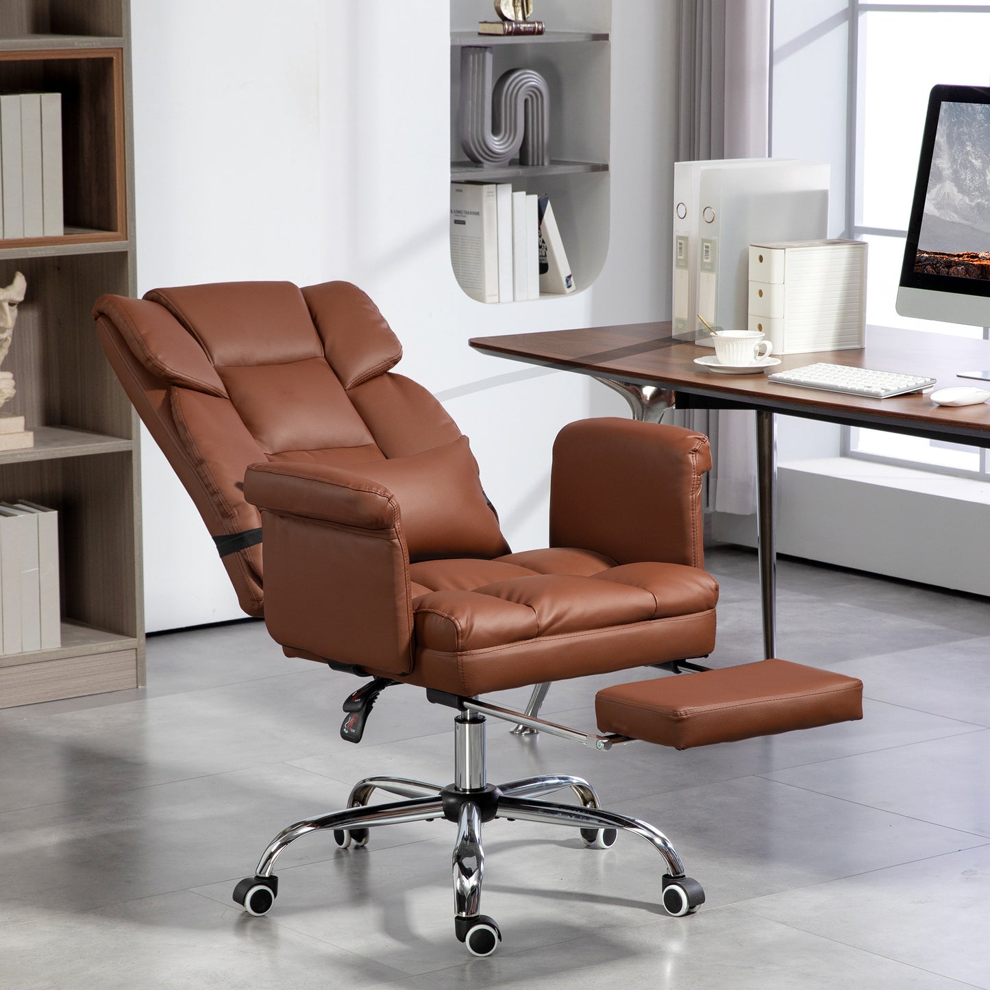 Amara PU Leather Executive Office Chair, Brown