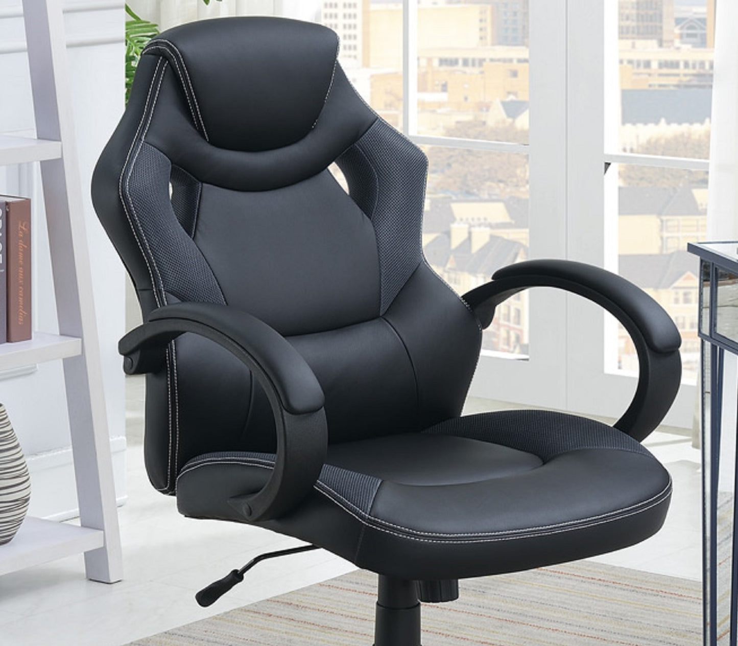 Modern PU Leather Executive Office Chair, Black