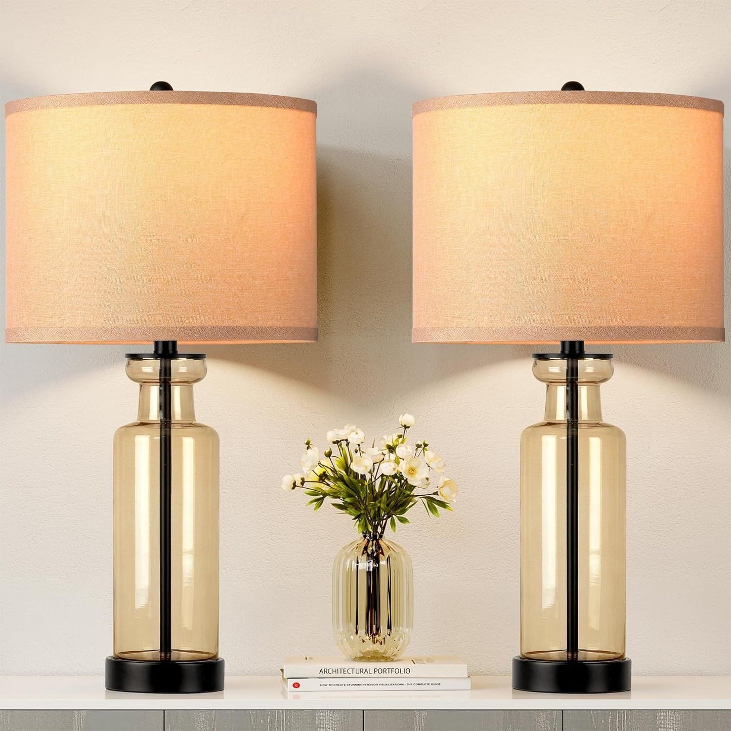 Set of 2 Table Lamps with 3 Color Temperature & Charging