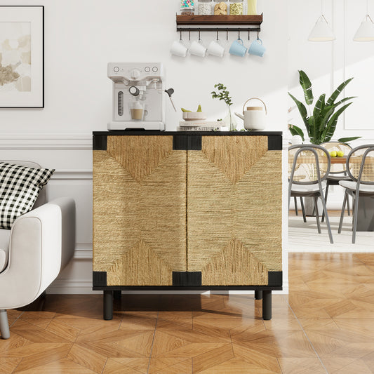 Eris Modern 2-Door Cabinet with Natural Seaweed Doors