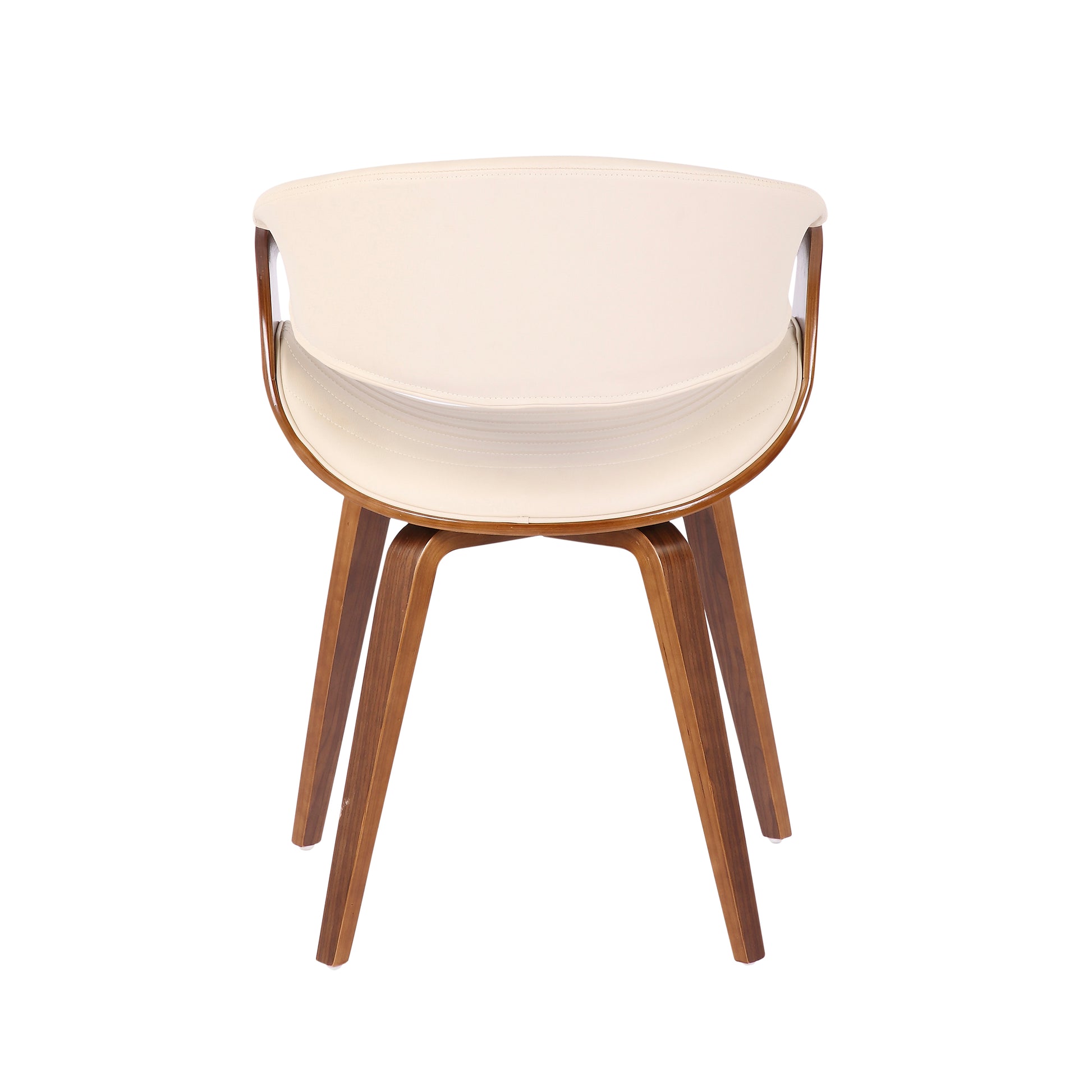 Symphony Mid-Century Modern Dining/Accent Chair in Walnut Wood and Cream Faux Leather by LumiSource