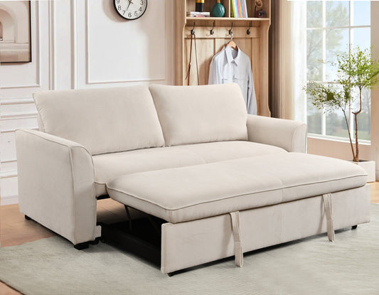 Saffron Modern 78" 3 in 1 Convertible Sofa Sleeper, Beige