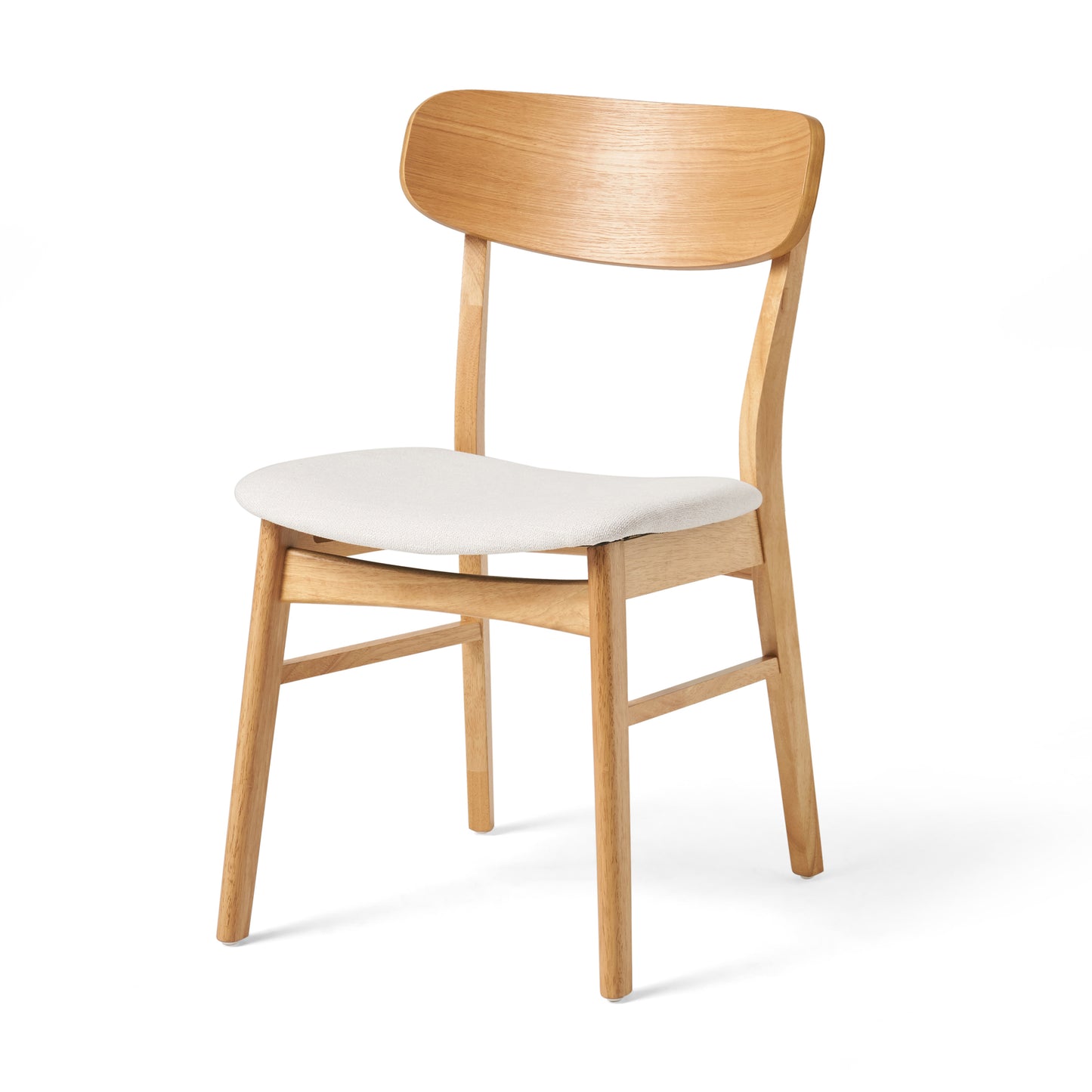 Linda Mid-Century Modern Side Chairs Set of 2 Natural & Light Beige