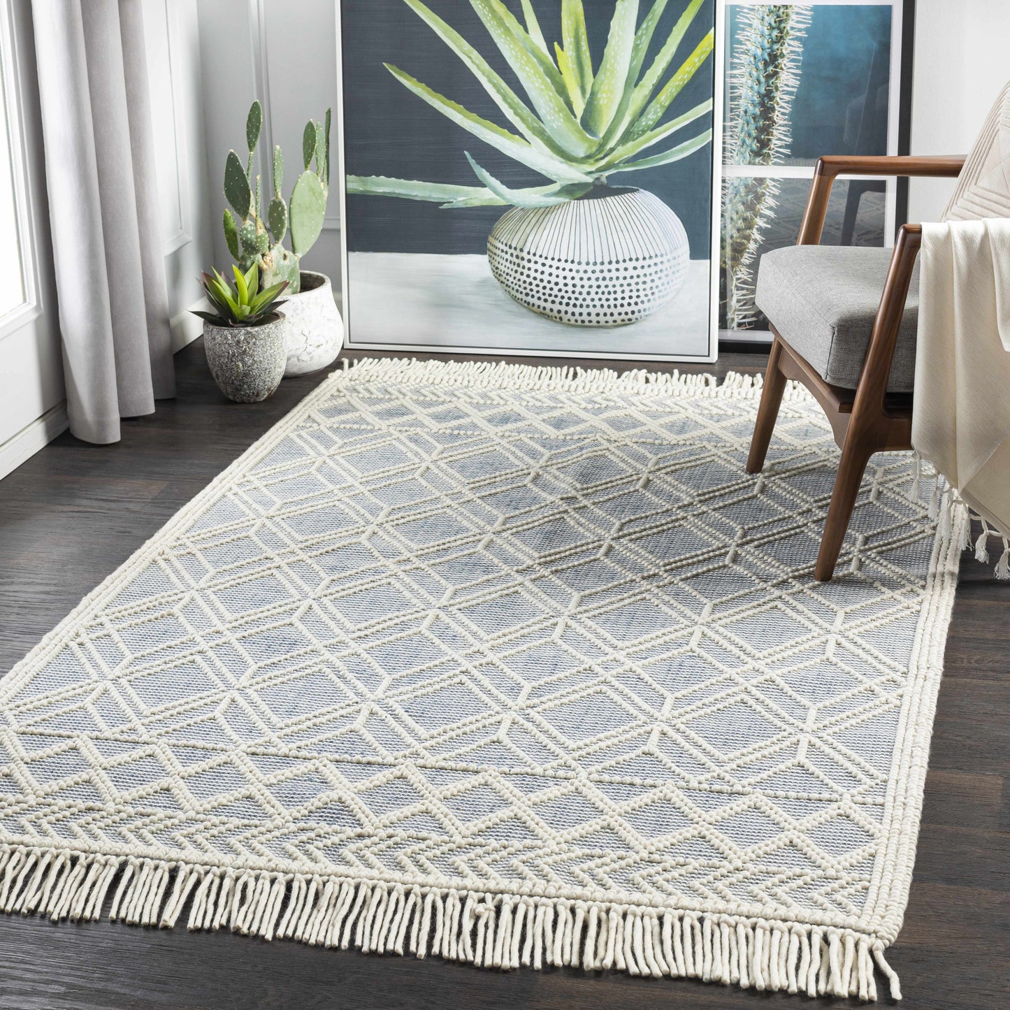 Ramsbury Ivory & Blue Area Rug