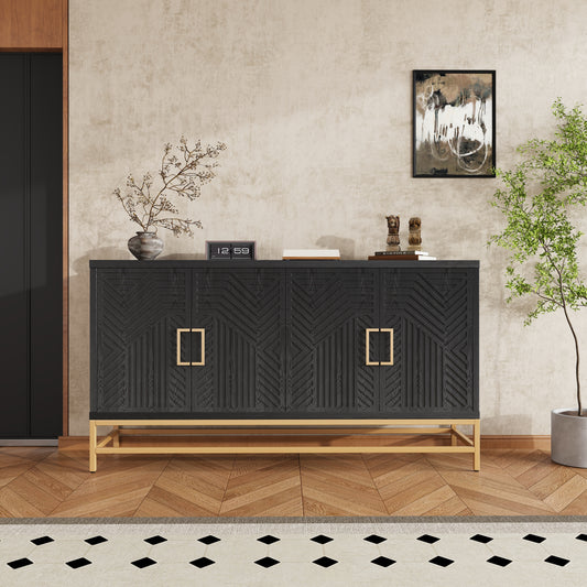 Nixie Mid-Century Modern Cabinet with Gold Legs, Black