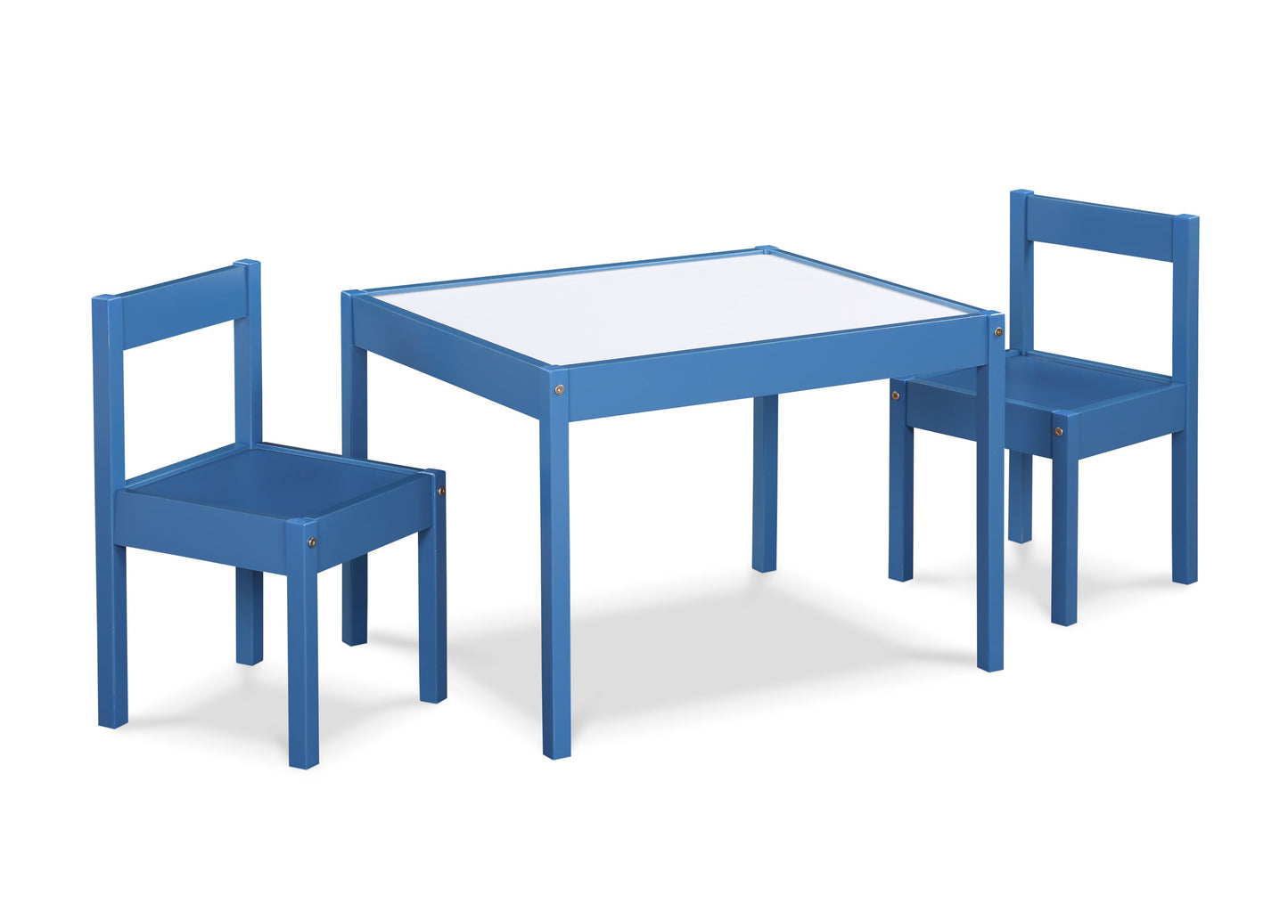 Gibson 3-Piece Dry Erase Kids Table & Two Chair Set, Dark Blue