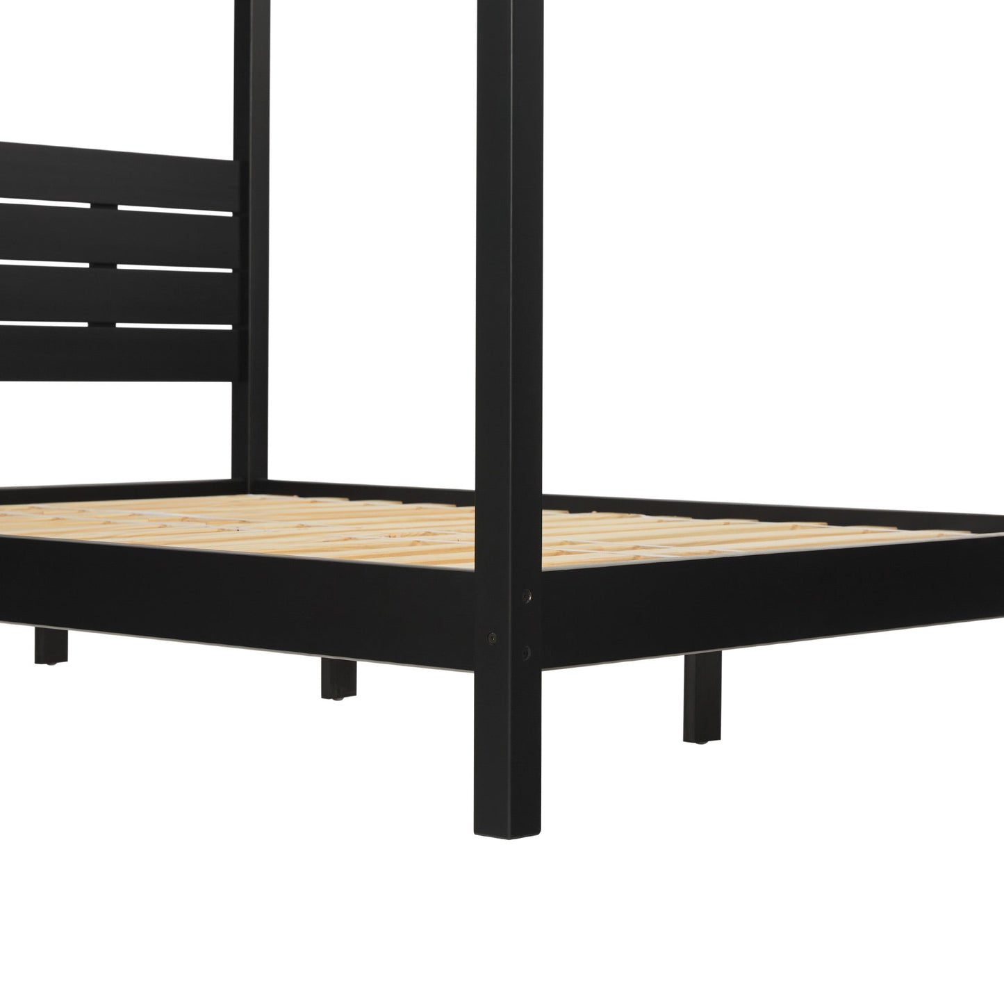 Taylor Modern Minimalist Boho Queen Canopy Bedframe – Black