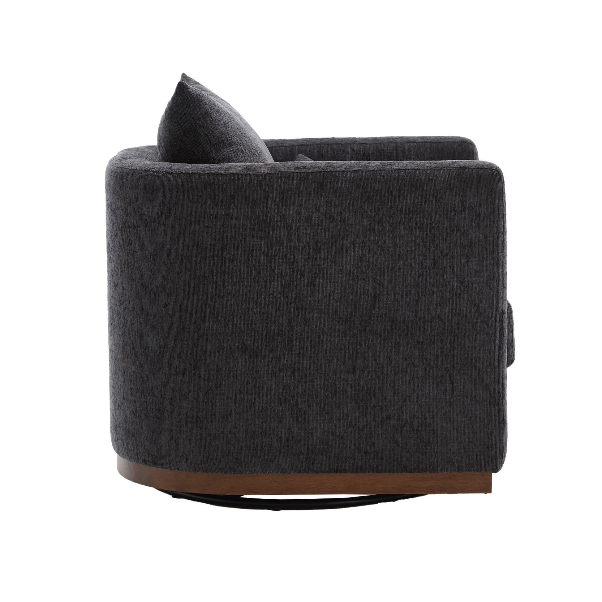 Coolmore Ultimate Comfort 360° Swivel Carbon Black Chenille Barrel Chair for Any Space