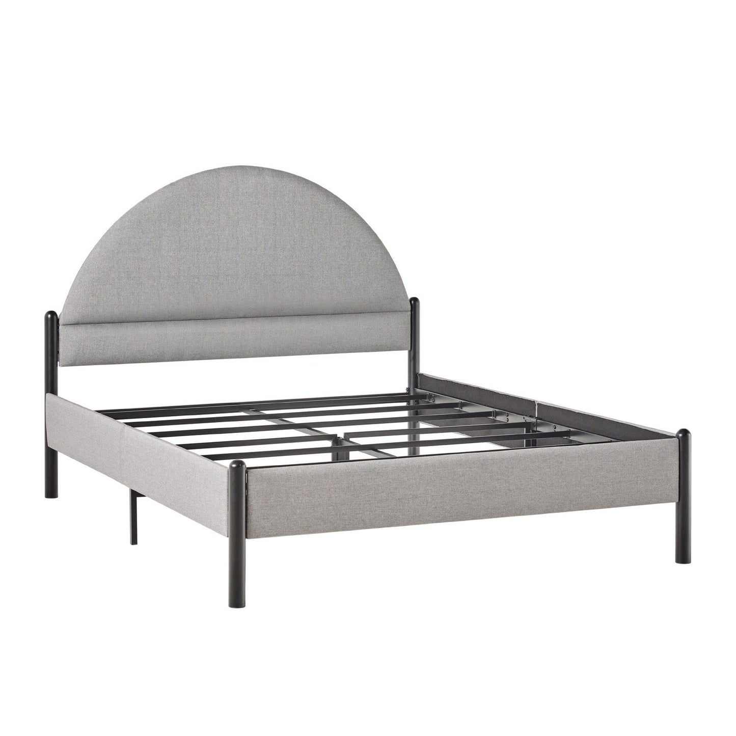 Alina Modern Upholstered Curved Headboard Queen Bedframe – Grey