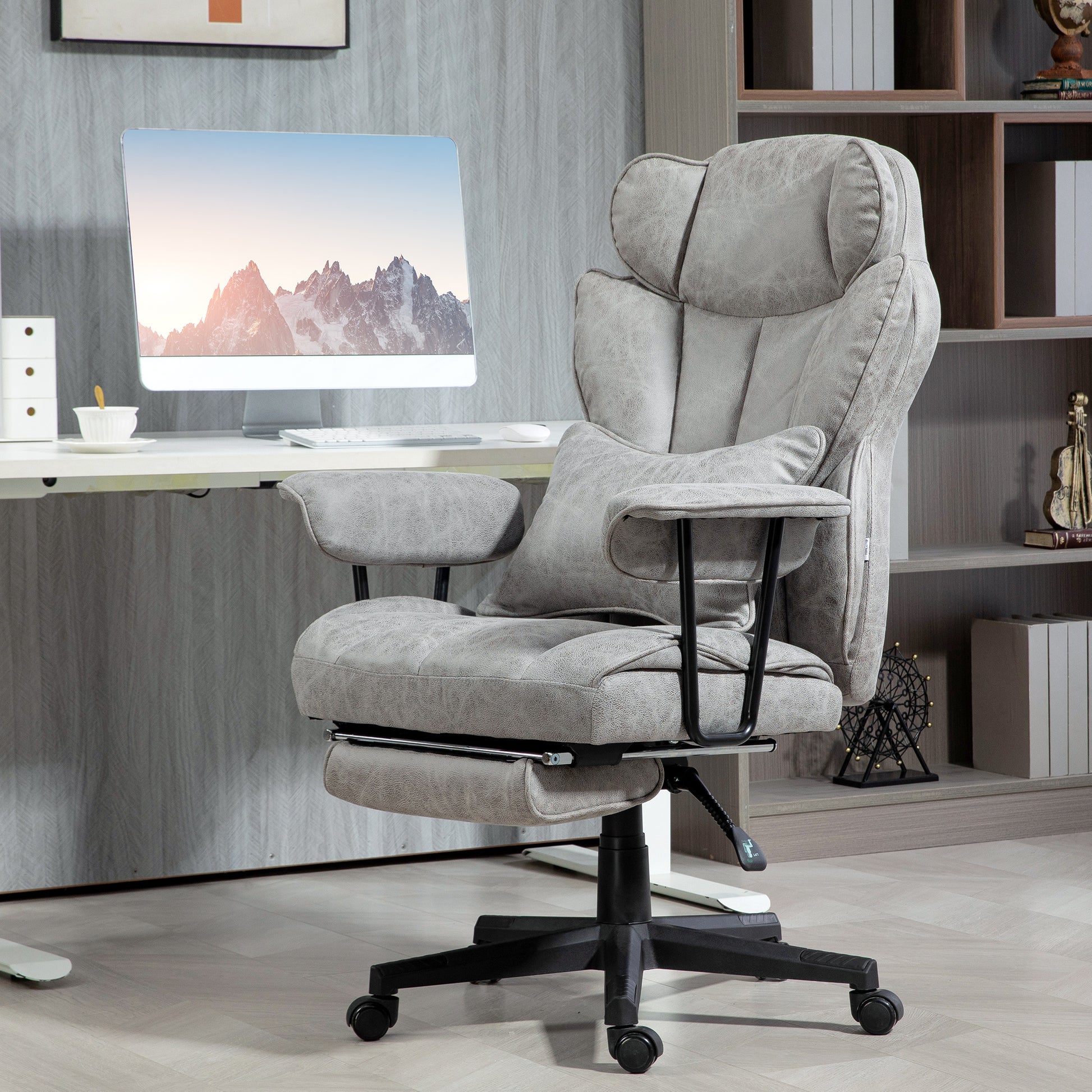 Herbie Big & Tall Microfiber Executive Office Chair with Heat & Massage, Gray