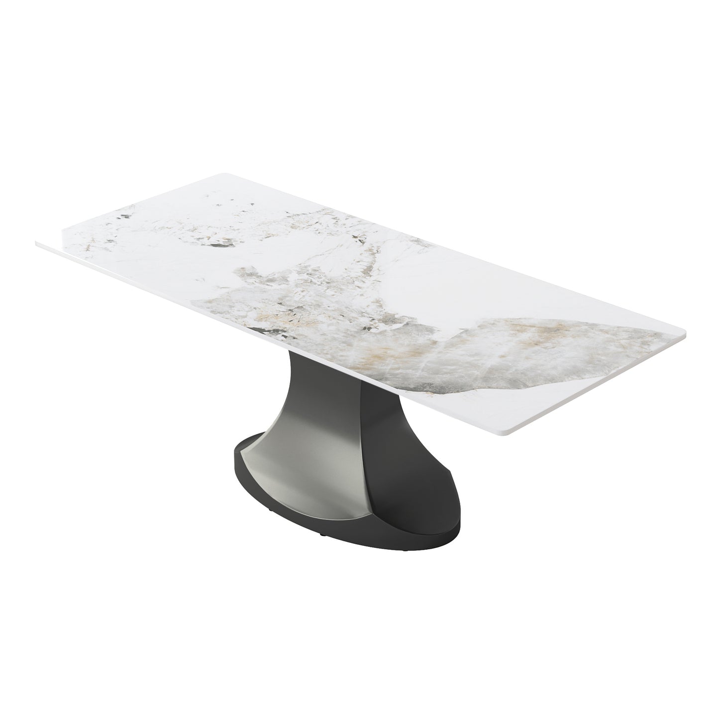 Calypso 78" Modern Faux Marble Dining Table, White & Black