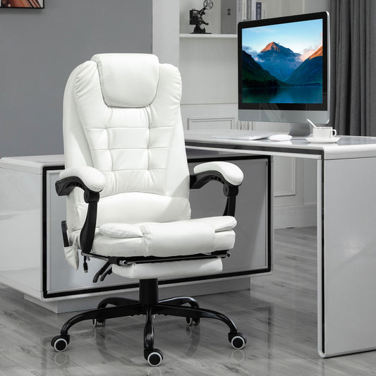 Rhoswen PU Leather Office Chair with Massage, White