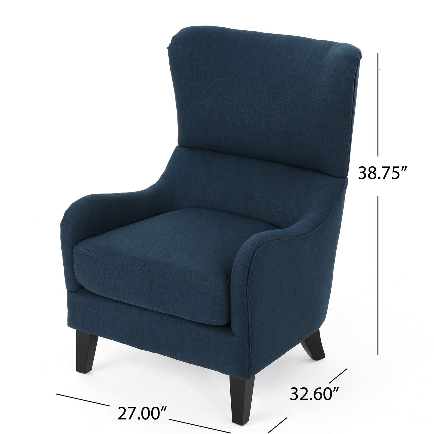 Quentin High Back Linen Arm Chair - Blue