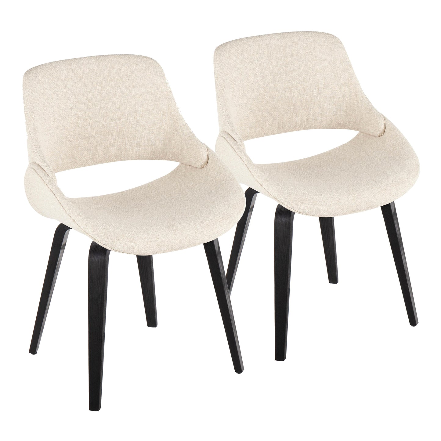 Fabrico Mid-Century Modern Accent/Dining Chair in Black Wood and Cream Fabric by LumiSource - Set of 2