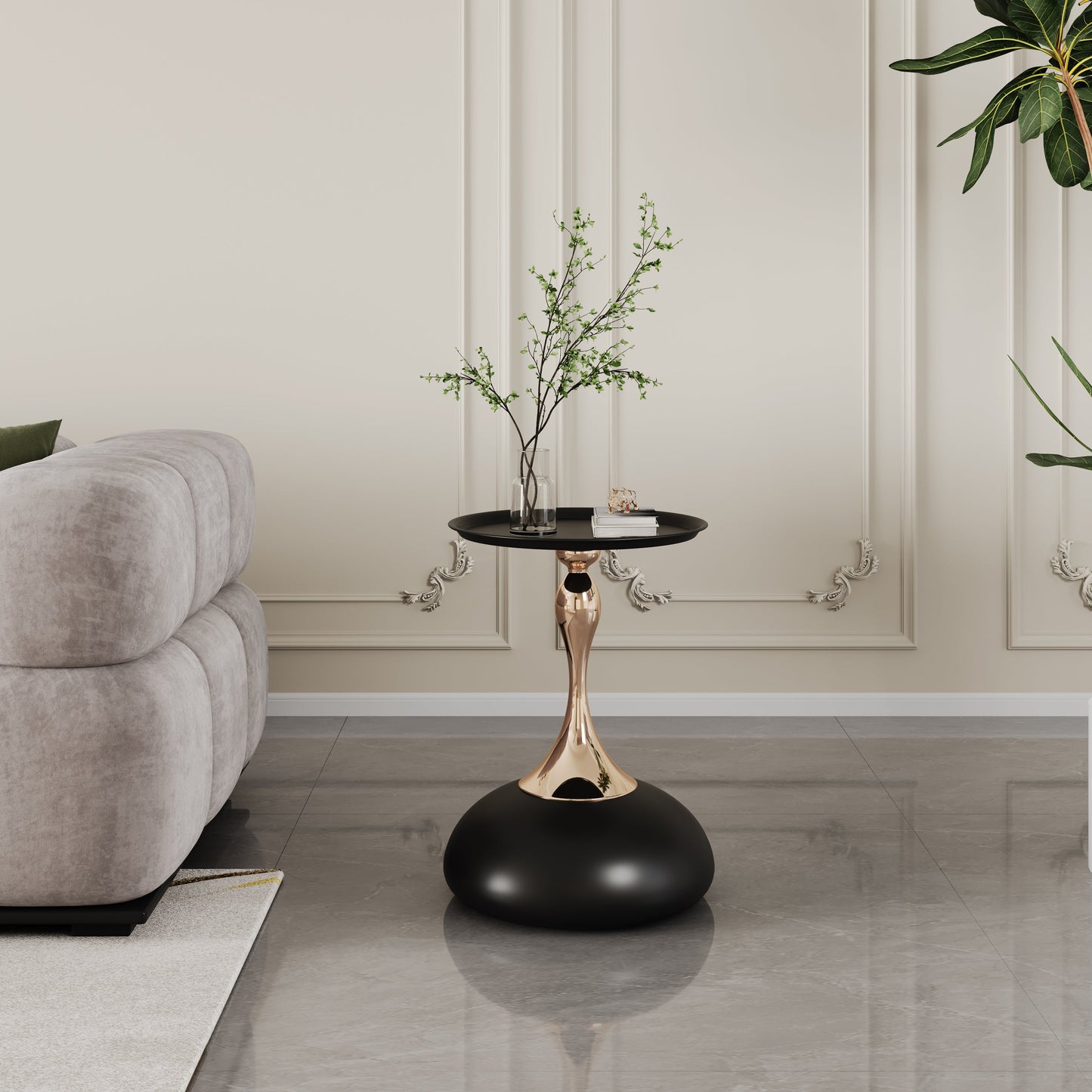 Braxton Modern Minimalist Iron End Table - Black & Gold