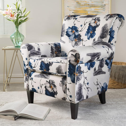 Tish Linen Arm Chair in Floral Design