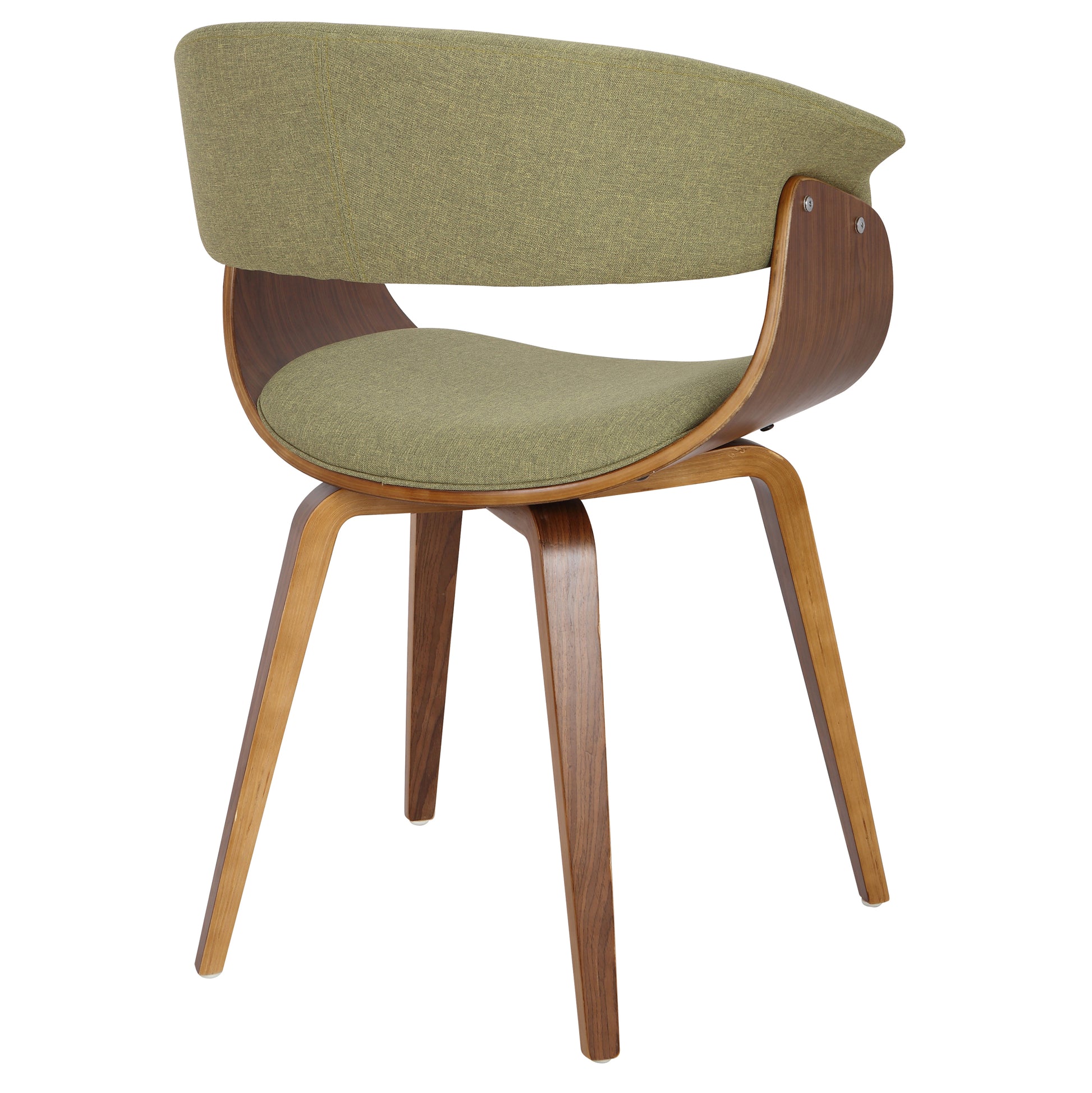 Weston Mid-Century Modern Side Chairs with Walnut Frame Set of 2 , Green