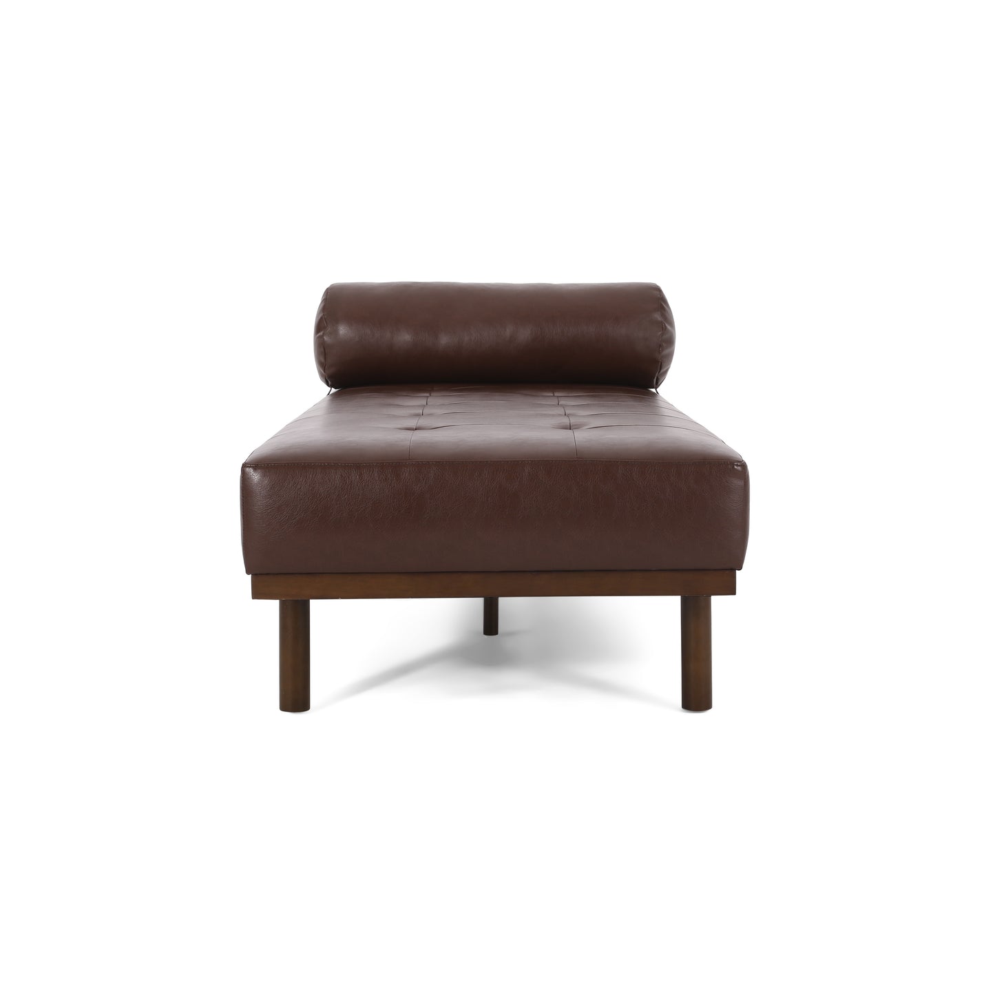 Sylvia Mid-Century Modern PU Leather Chaise Lounge, Brown