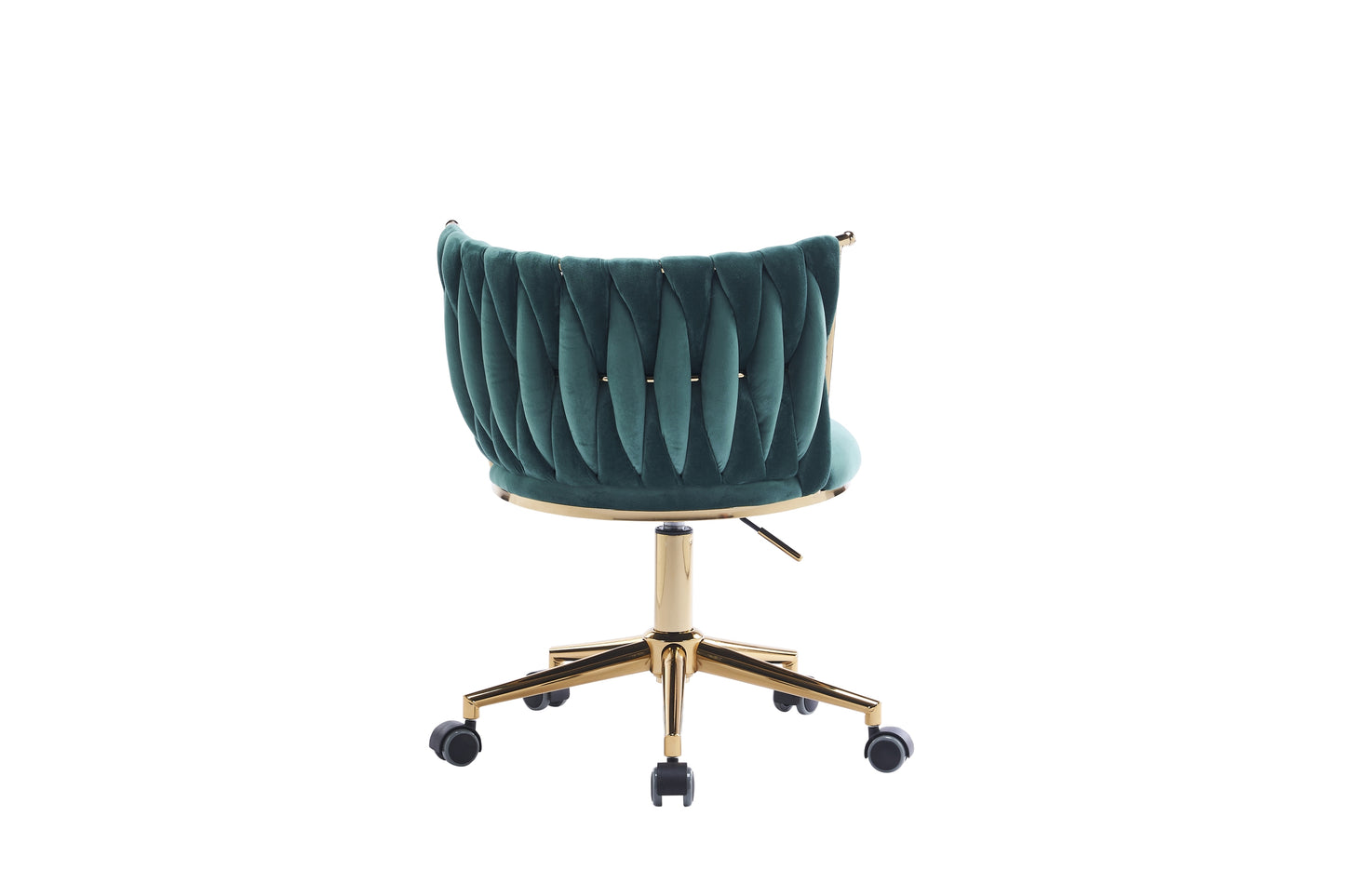 Emme Gold Framed Velvet Office Chair with Gold Base - Emerald