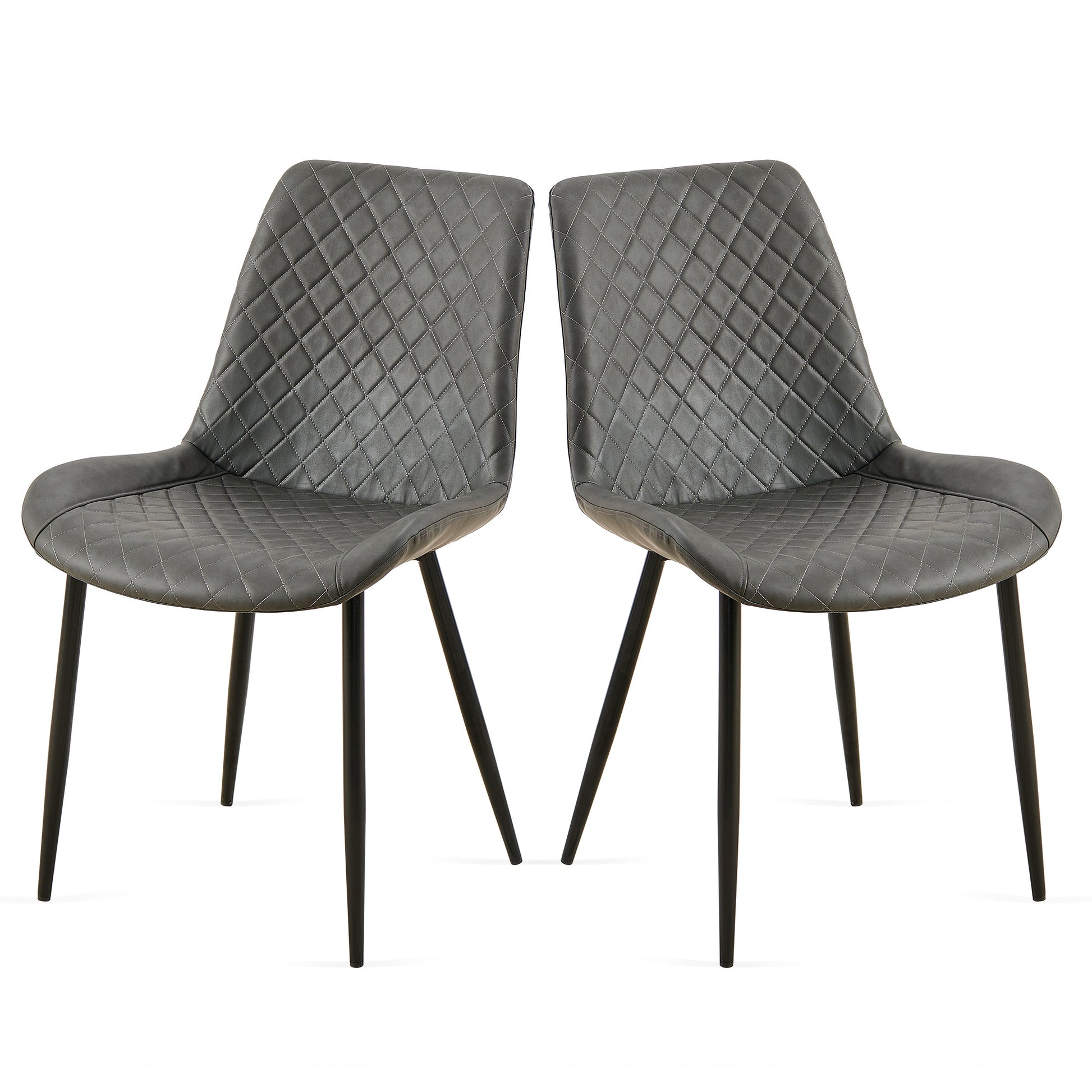 Taryn Mid-Century Modern PU Leather Side Chairs Set of 2 Gray