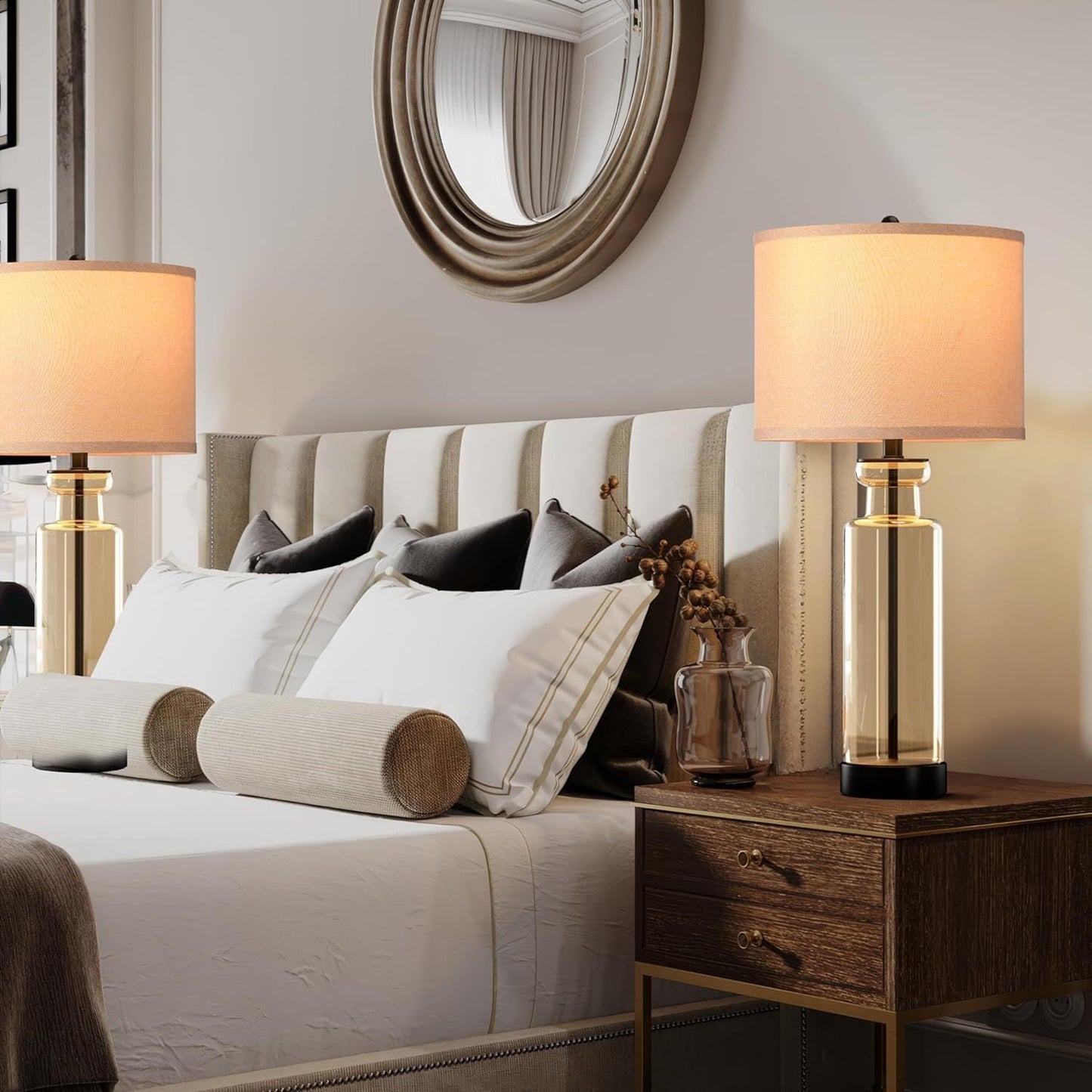 Set of 2 Table Lamps with 3 Color Temperature & Charging