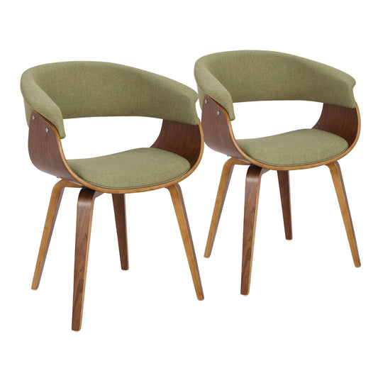 Weston Mid-Century Modern Side Chairs with Walnut Frame Set of 2 , Green